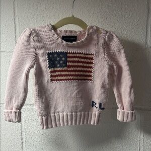 Ralph Lauren Pink Sweater with Flag 18 months